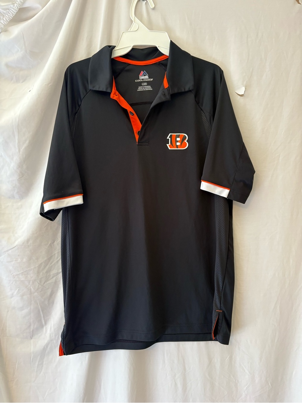 Majestic Men’s Black & Orange Cincinnati Bengals Polo